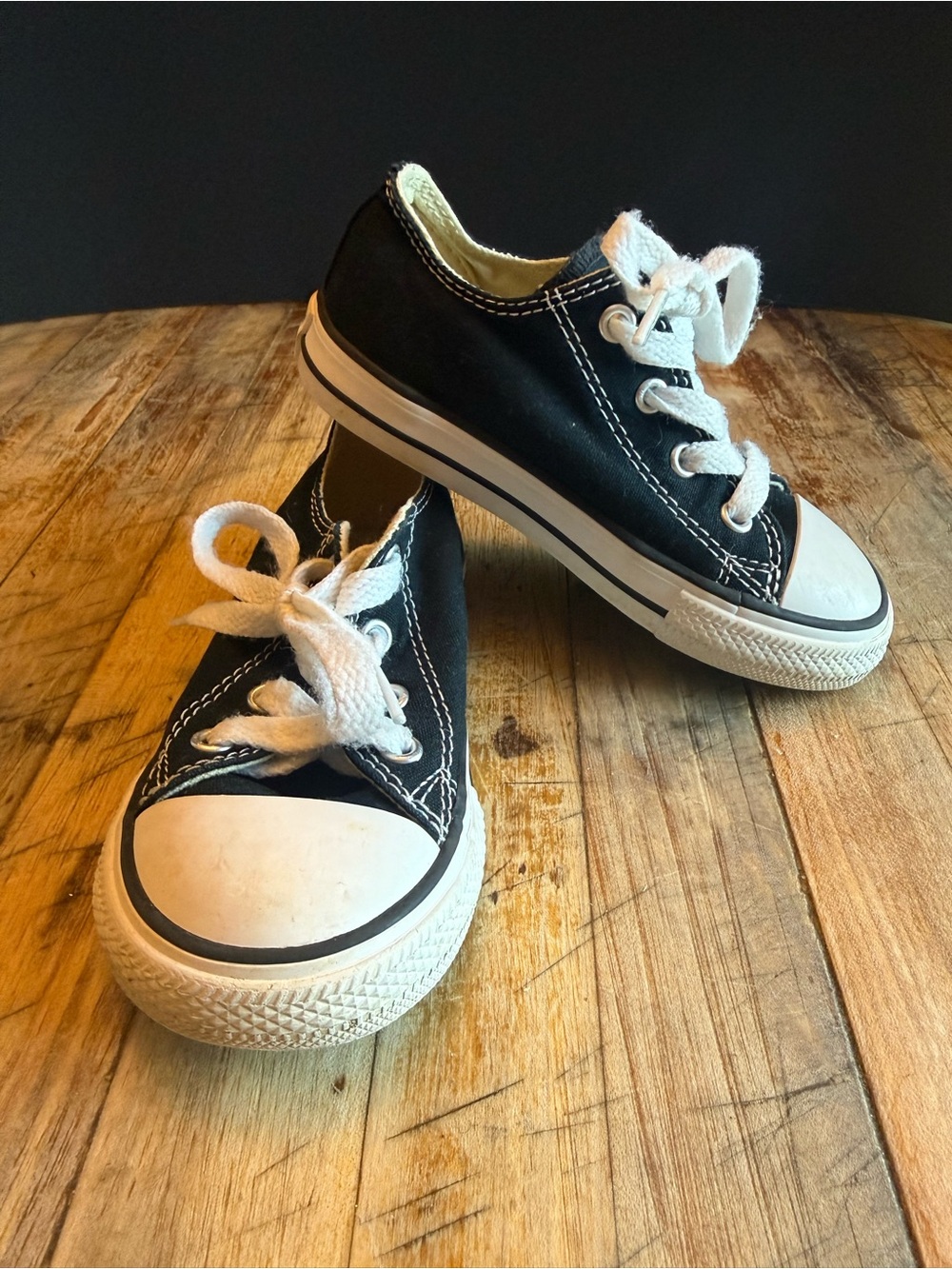 Converse Kids Black Canvas Low-Top Sneakers with White Accents